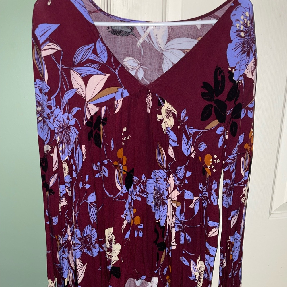 Free People Bella Bell Wine Tunic Top